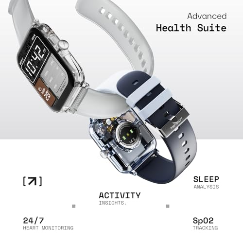 Fire-Boltt Ninja Phantom Smart Watch 1.83” Display, Transparent Clear Body Design, Bluetooth Calling, 120+ Sports Modes, Voice Assistant, AI Outfit Watch Face Smartwatch for Men & Women Stealth Navy