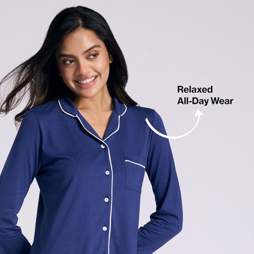 NYKD By Nykaa Buttery Soft Cotton Modal Button-Down Pyjama Set of 2 Nys926 Navy