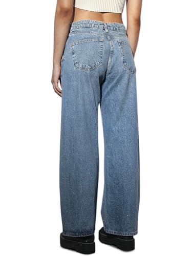 ONLY Women's High Rise Wide Leg Jeans Light Blue Denim