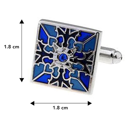 Peora Classic Blue Flower Pattern Square Cufflinks for Men Business Corporate Wedding Gift