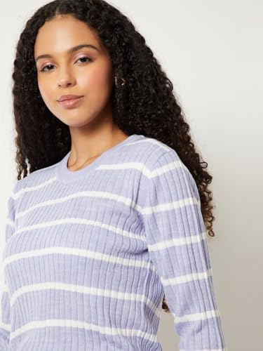 Max Women Striped Sweater (Blue_M)