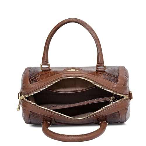 Da Milano Leather Brown Satchel Bag for Women (00355A-OL)