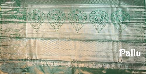 VFCollections Women's Traditional Handloom Kanchipuram Silk Pure Pattu Sarees | Rich Zari Woven Design | Bridal Saree | Unstitched Blouse-8 (VFC725-2)