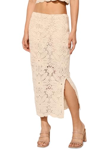 ONLY Women's Regular Fit Mid Rise Beige Skirt