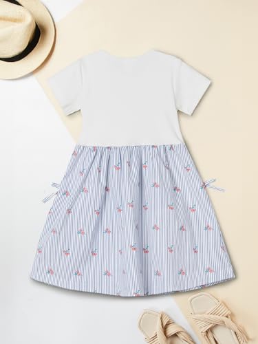 Max Girls Printed A-line Dress (Off White_6-8 Y)