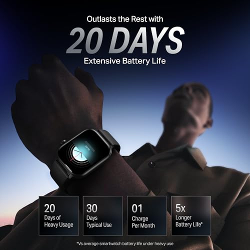 boAt Storm Infinity Plus w/20 Days Extensive Battery Life, Huge 680 mAh, Only Charge Once a Month, 1.96" Display, Functional Crown, Multiple Sports Modes, smart Watch for man & Woman (Active Black)