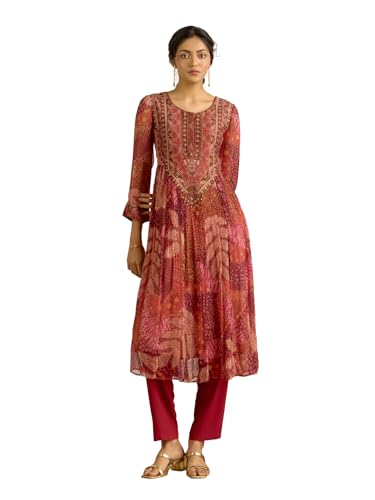 Aarke Ritu Kumar Orange Desert Bloom Kurta With Pant And Dupatta