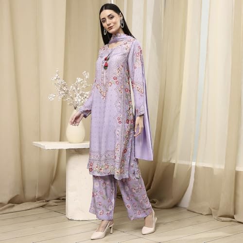 Biba Women Purple Modal Blend Straight Suit Set_34