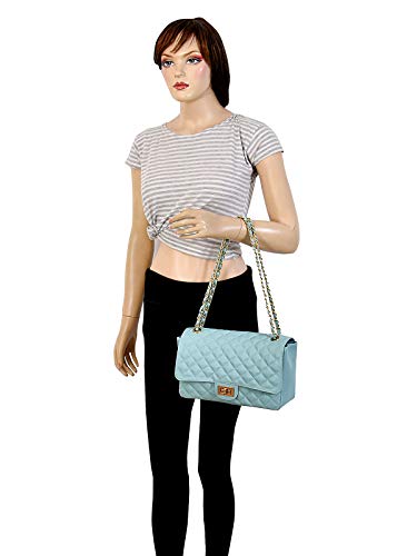 Lychee bags Women Pu Quilted Blue Sling And Handbags