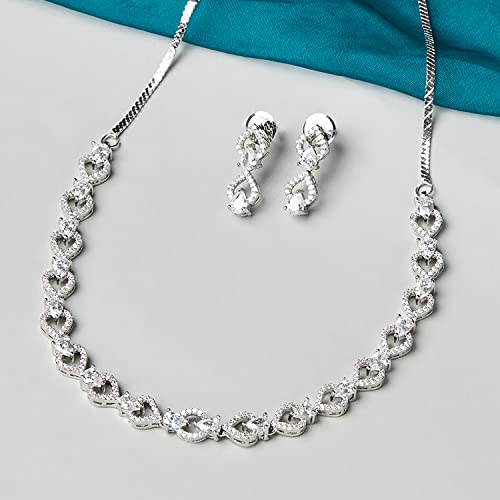 VOYLLA Silver Plated Brass Necklace Set From Sparkling Elegance