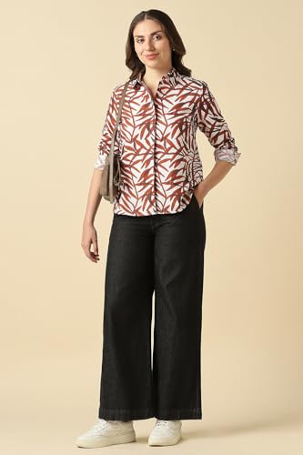 Women Brown Print Long Sleeves Shirt