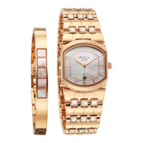 Titan Raga Women Power Pearls 2.0 Mother of Pearl Dial Watch - 2805WM01F