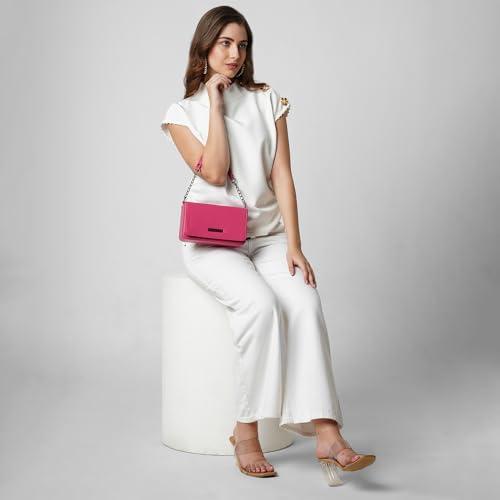 Caprese Rare Small Sling Bag for Women with Adjustable & Detachable Strap for Comfortable Wear | Magnetic Button Closure | Versatile Handbag for Everyday Use, Travel & Special Occasions (Fuchsia Pink)