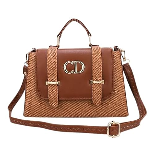 YOYOWING Women’s Premium Textured Satchel Sling Bag, Stylish Top Handle Crossbody Handbag with Adjustable Strap, Designer Shoulder Purse for Office & Party (Brown)