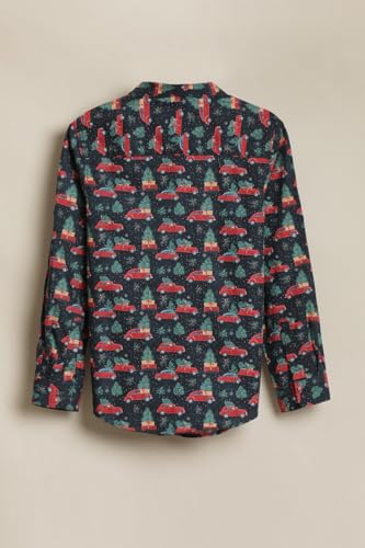 Boys Navy Print Casual Shirt