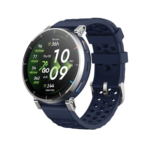 Amazfit Active 3 Premium GPS Running Smart Watch,1.32" AMOLED Sapphire Display,12-Day Battery,4GB Storage,Offline Maps,170+ Workout Modes,5 ATM,Heart Rate & Fitness Tracker,Android & iPhone Atlas Blue