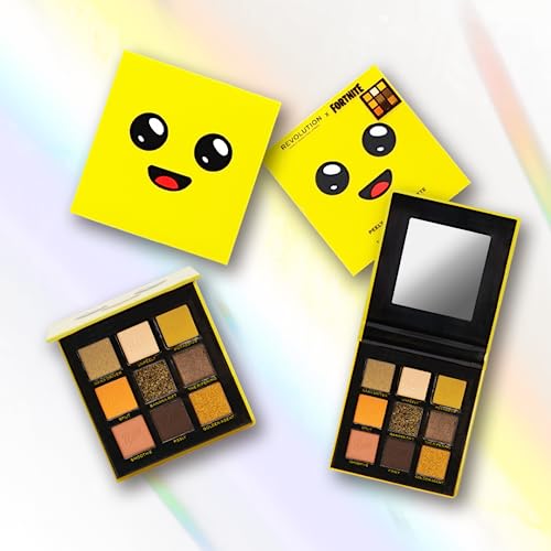 Makeup Revolution-X Fortnite-9 Pan Shadow Palette- Peely | Unpeel high-impact looks |Pops of Peely's signature yellow |Featuring smokey shimmers & cream mattes |A travel-friendly, cute palette | 9gm