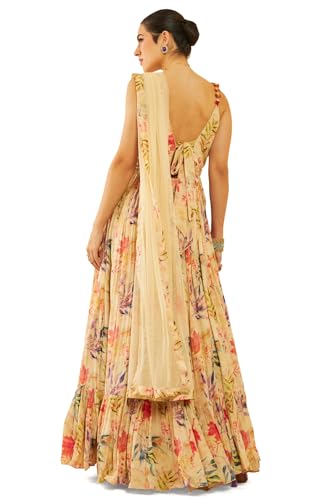 Soch Women's Crepe Fit and Flare Maxi Dress (OWA3CD20370A_Beige