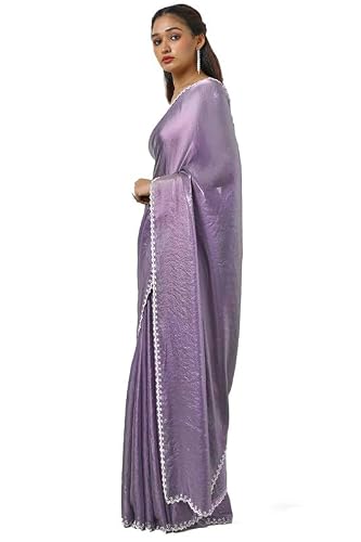 Soch Womens Lavender Tissue Saree With Stone Work