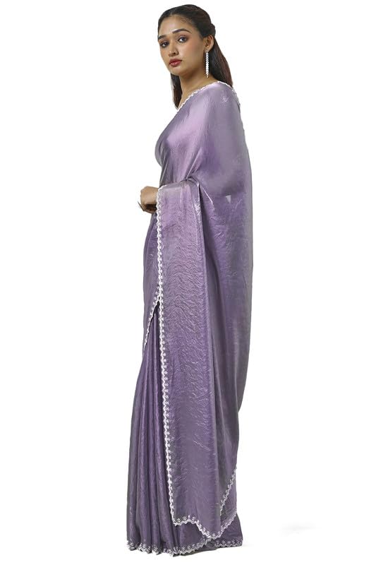 Soch Womens Lavender Tissue Saree With Stone Work