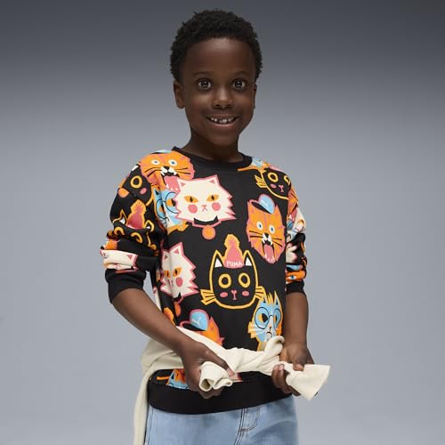 PUMA | MOODY CAT Kids' Graphic Crew Sweatshirt | Black | 6-7Y