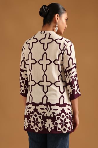 Soch Womens Purple Viscose Geometric Tunic