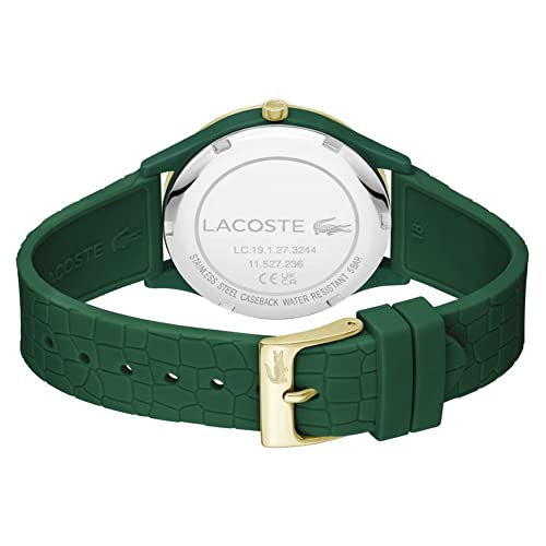 Lacoste Mini Crocodelle Women’s Quartz Watch - Minimalist Three-Hand Timepiece, Mesh Bracelet, Sunray Dial with Crocodile Logo, Polished Case and Bezel, Modern Design - Gift for Her 28mm, Dark Green