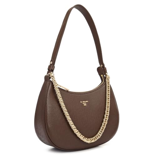 Da Milano Leather Shoulder Bag for Women - Walnut Brown (LB-01370OL)