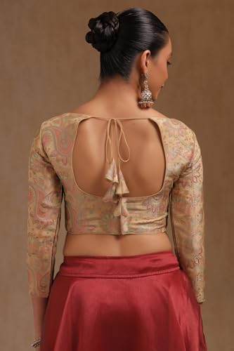 Soch Womens Beige Tussar Paisley Print Padded Blouse