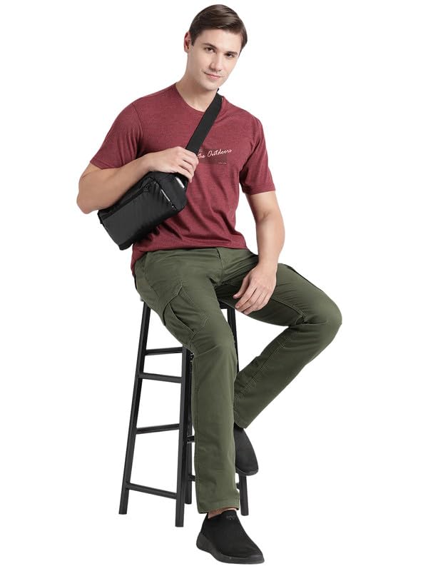 Wildcraft Stylish Men Polyester Kooltex Crewneck Graphic T-shirt - | Half Sleeve Regular Fit T-shirt for Mens (Wine, L)