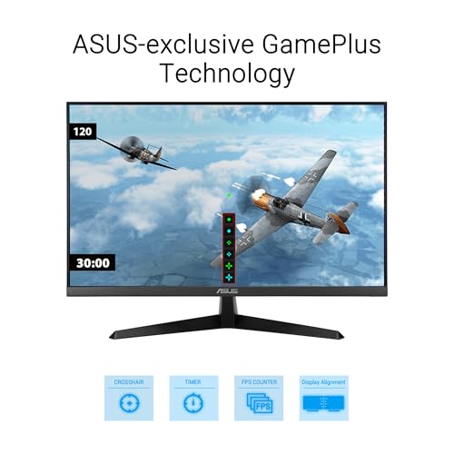 ASUS VY249HGR Eye Care Gaming Monitor – 24-Inch (23.8-Inch viewable), IPS, Full HD, Frameless, 120Hz, Adaptive-Sync, 1ms MPRT, HDMI, Low Blue Light, Flicker Free, Wall Mountable