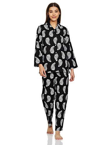 Longies Women's Rayon Printed Night Suit Pack of 2 (LGWSBPSG007_Navi_S)