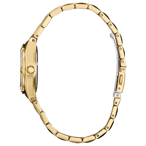 Citizen Ladies Eco-Drive Dress Classic Corso Watch, Diamond-Accented Bezel, Black Dial (Model: EW2712-55E), Gold-Tone, 6 1/4 inches, Modern, Gold-Tone, 6 1/4 inches, Modern