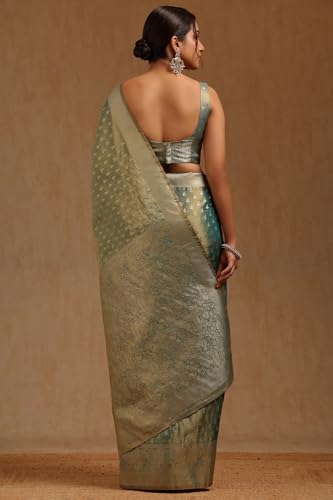Soch Womens Olive Soft Silk With Zari Woven Saree With Zari Woven