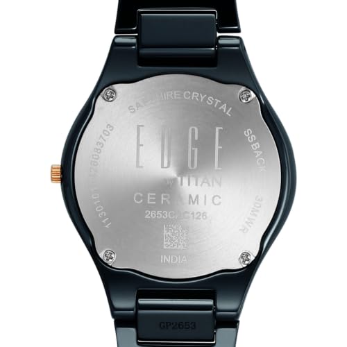 Titan Edge Tessel Quartz Analog 2Hands Display Mother of Pearl Marquetry Studded Indices Dial Atlantic Blue Ceramic Strap Watch for Women - 2653KC13