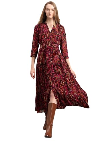 VERO MODA Women's A-Line Maroon Dress