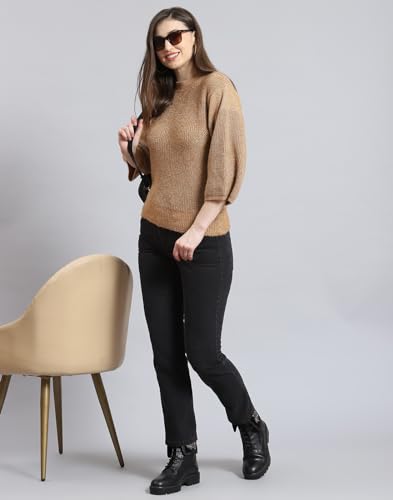 Monte Carlo Camel Self Design Sweater