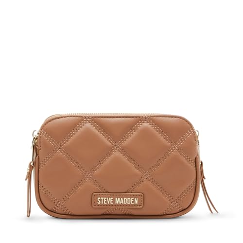 Steve Madden Womens Steve Madden Bdaisy Double Zip Crossbody, Cognac, One Size
