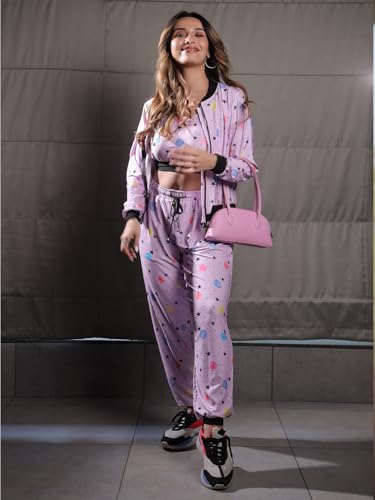 STORIES OF BANNO'S SWAGGER | Woman Poly Knit Printed Coord Set | Pajama Set | Coord Set for Women Purple