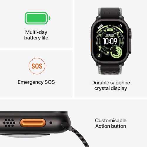 Apple Watch Ultra 3 GPS + Cellular 49mm Natural Titanium Case with Blue/Bright Blue Trail Loop - M/L