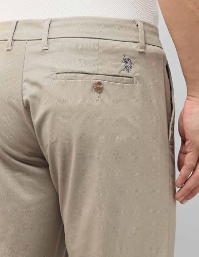 U.S.Polo Association Men's Denver Slim Fit Satin Trousers (USTRO160D_Brown_32)