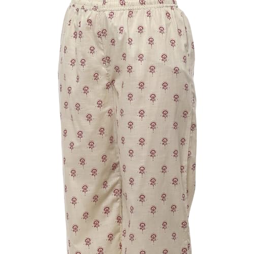 Biba Women Red Cotton Printed Gathered Suit Set_46