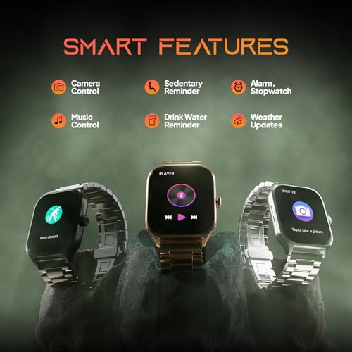 Fire-Boltt Solaris Stainless Steel Smartwatch with Free Silicone Strap, 1.78” AMOLED Always-on Display with 368 * 448 px Resolution, IP68 Water-Resistant, 2 Watches in 1 Smartwatch (Silver)