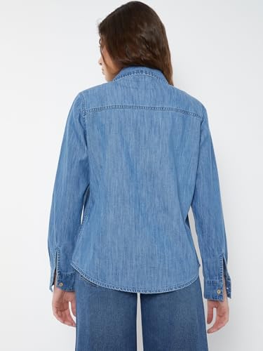 Max Women Washed Regular Fit Denim Shirt (Blue_S)