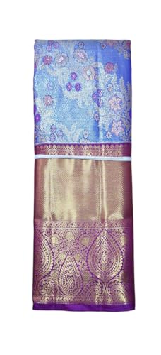 VFCollections Women's Traditional Handloom Kanchipuram Silk Pure Pattu Sarees | Rich Zari Woven Design | Unstitched Blouse (VFC533-2)