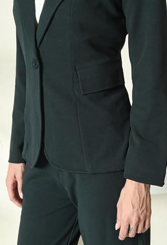 OFFICE PURPLE Women's Cotton Blend Solid Blazer & Pant Set with Camisole | Formal 3-Piece Set (Green, XL)