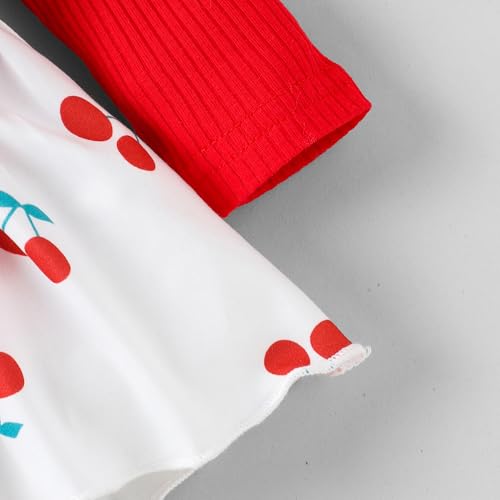 Hopscotch Bow Applique Cherry Print Onesie (3-6 Months)
