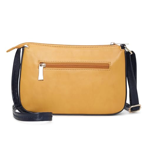 Mustard Sling Bag for Women | Chic Crossbody with Contrast Accents, Adjustable Strap & Quick-Access Pocket | Stylish Faux Leather Sling for Daily Use & Casual Outings