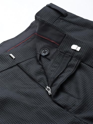 Raymond Men Slim Fit Checks Pattern Poly Viscose Blend Flant Front Formal Trouser Blue