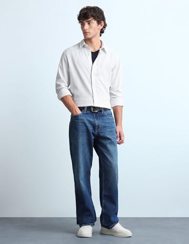 Flying Machine Dobby Vertical Striped Shirt